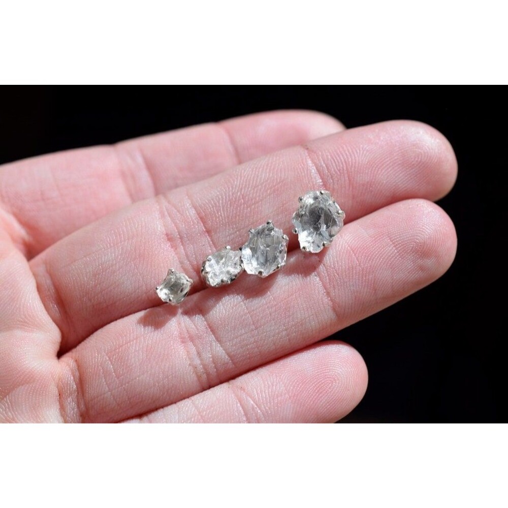 Lake County diamond earrings, 925 sterling silver, raw gemstones